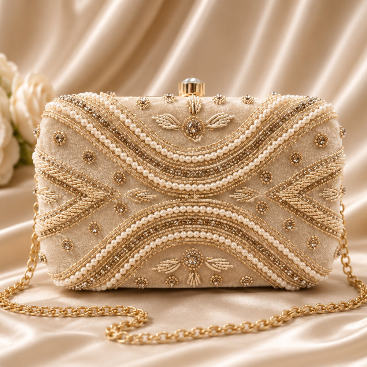 Zariya Clutch Bag (Beige Gold)