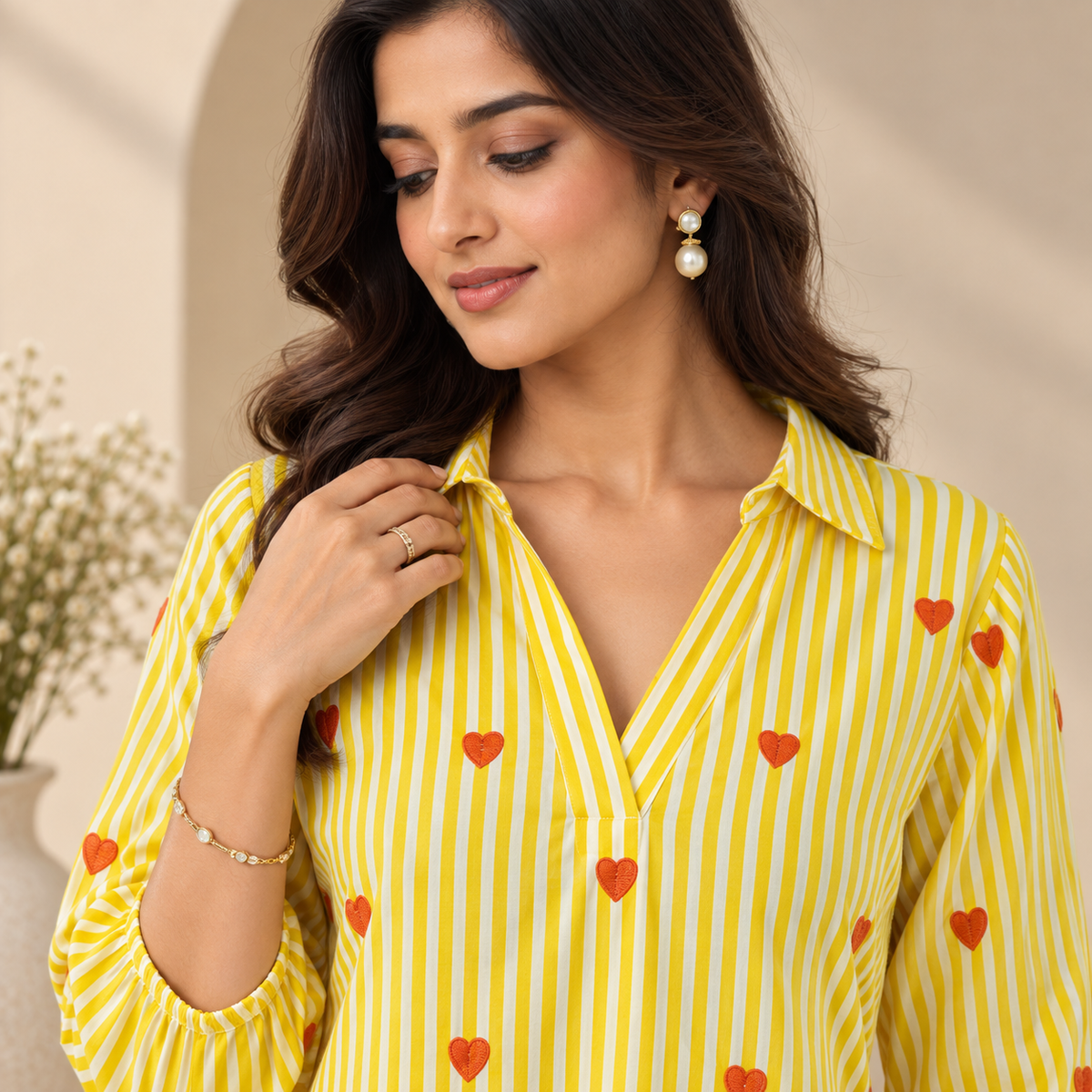 Sunshine Heart-Stripe Kurta Set