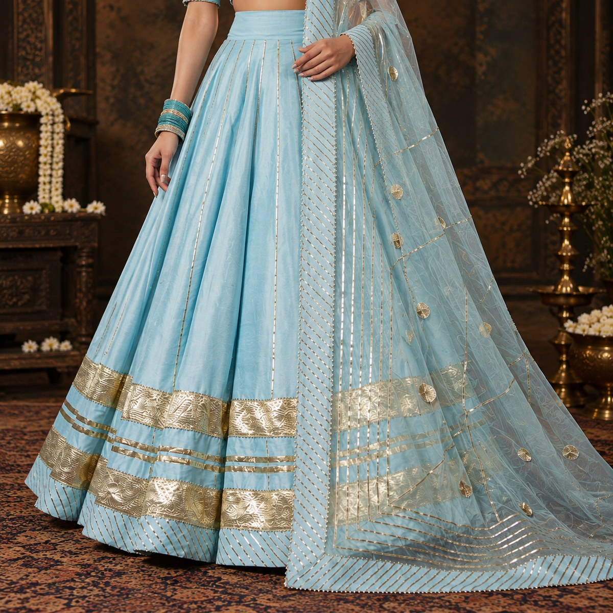 Seerat Ice Blue & Silver Lehenga