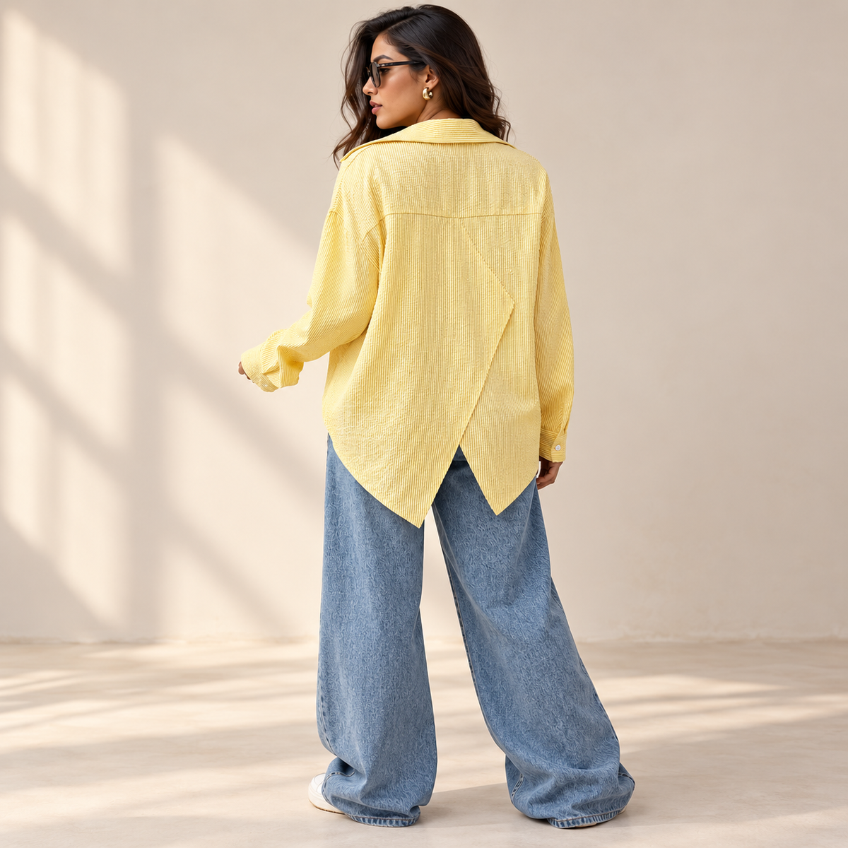 Lune Yellow Striped Oversized Shirt