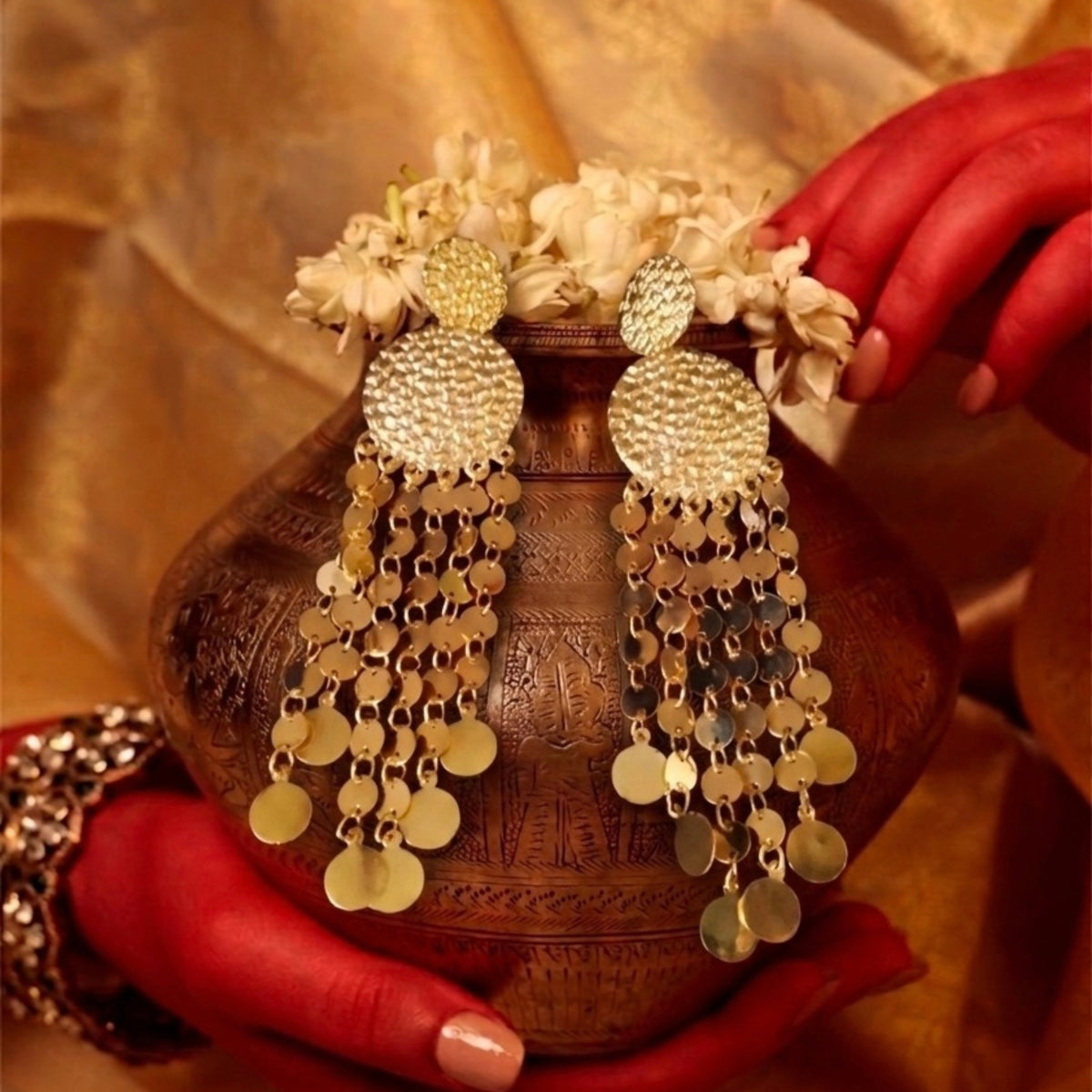 Ziya Gold tone Disc Earrings