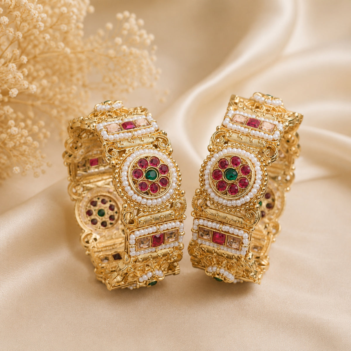 Tooba Ruby & Kundan Filigree Kada Set
