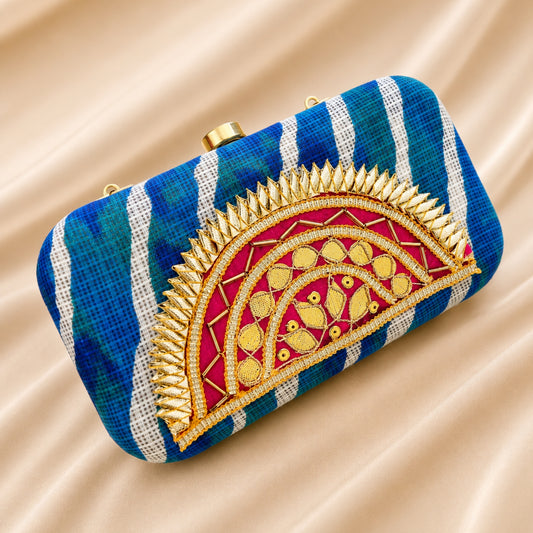 Leher Clutch Bag (Blue)