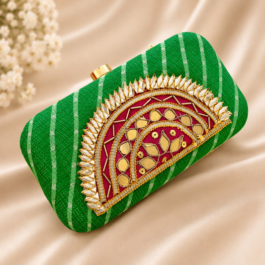 Leher Clutch Bag (Green)