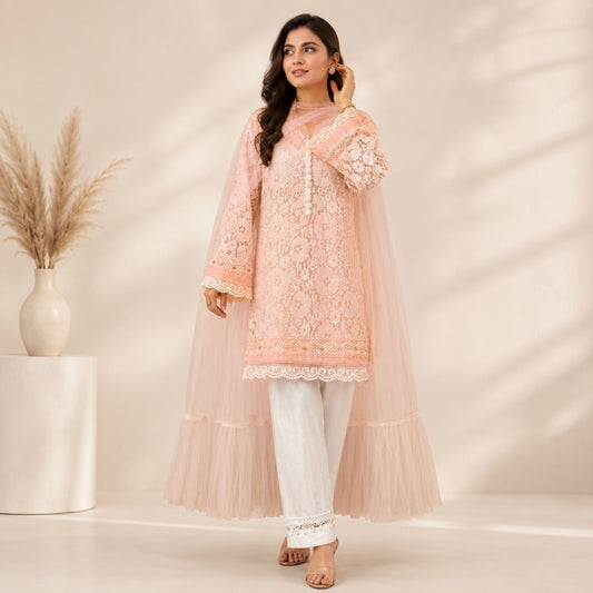 Nazakat Peach Pink Suit Set