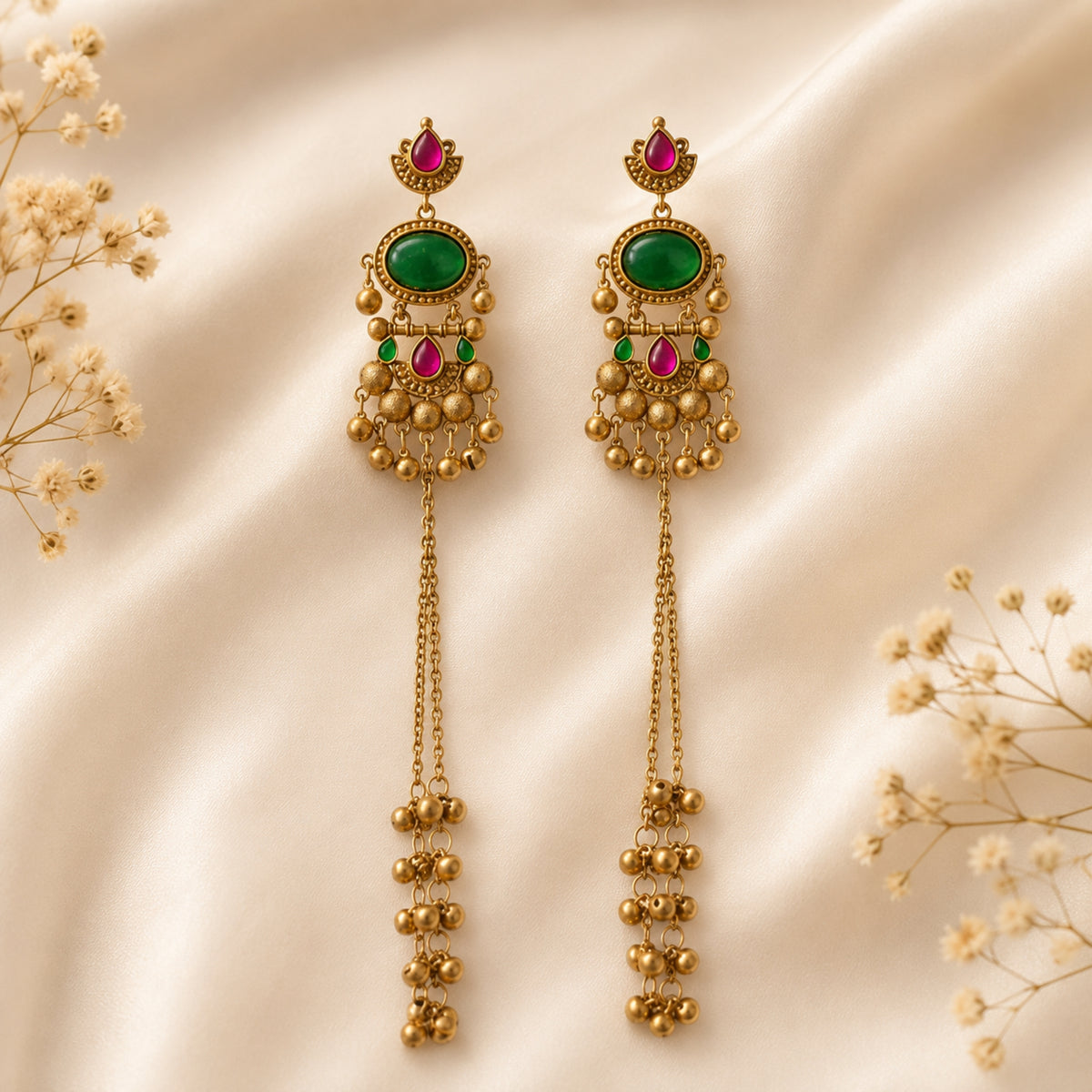 Aabha Long Kahmiri Earrings