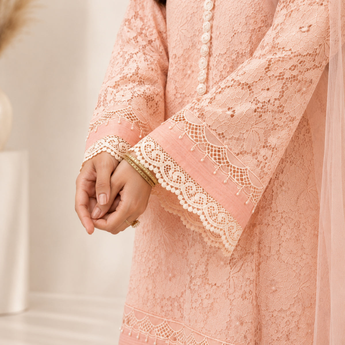 Nazakat Peach Pink Suit Set