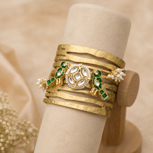 Kavya Kundan Bird Motif Cuff Bracelet