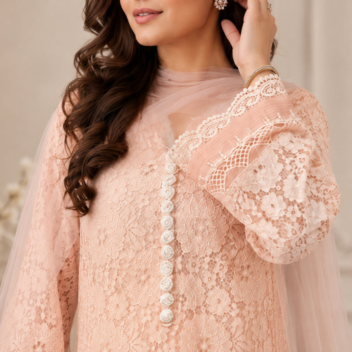 Nazakat Peach Pink Suit Set
