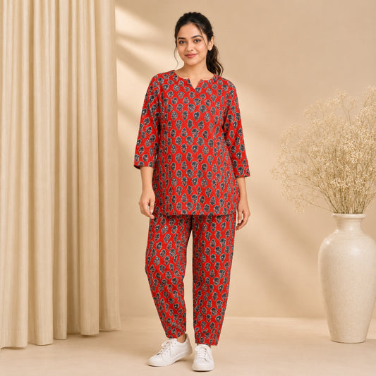 Crimson Paisley Print Co-ord Set