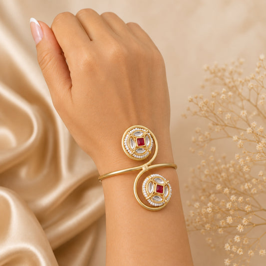 Ghazal Minimalist Bypass Kundan Bracelet