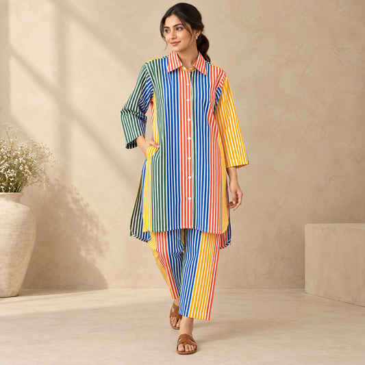 Multicolor Stripe Co-Ord Set