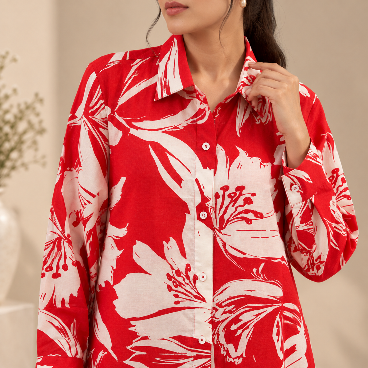 Scarlet Bloom Floral Shirt Dress