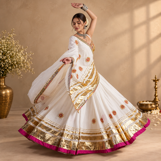 Kamli Ivory Magenta Zari Lehenga