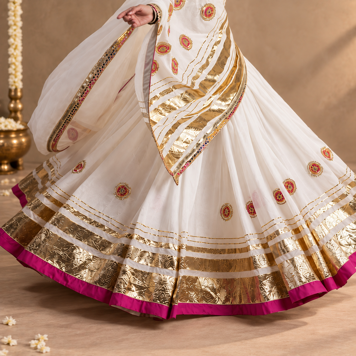 Kamli Ivory Magenta Zari Lehenga