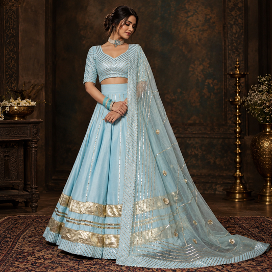 Seerat Ice Blue & Silver Lehenga