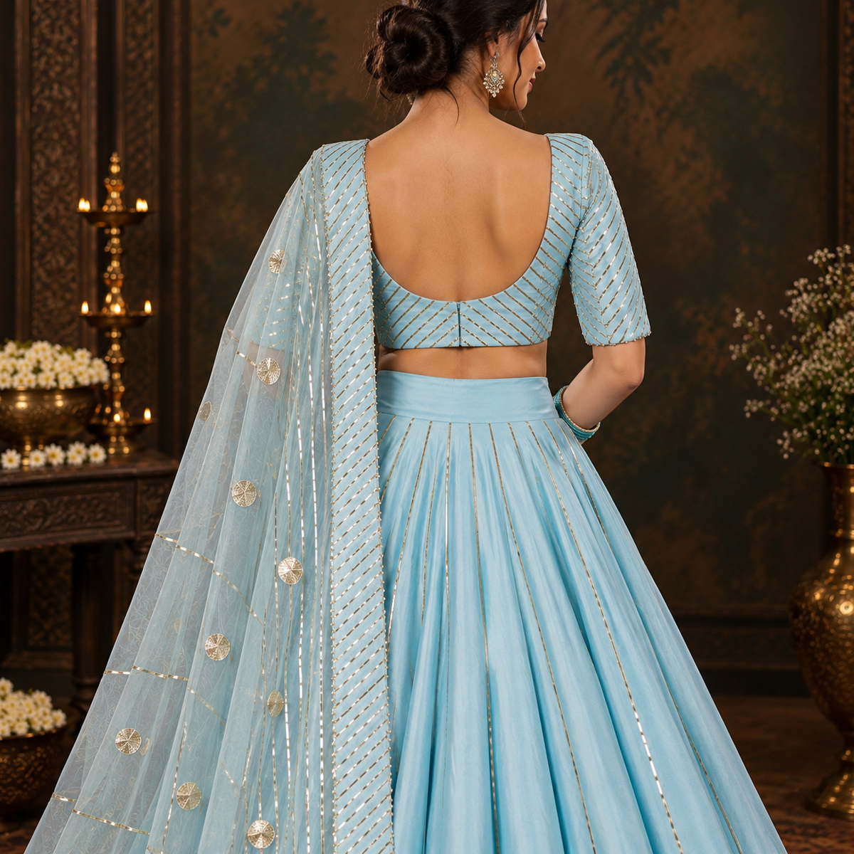 Seerat Ice Blue & Silver Lehenga