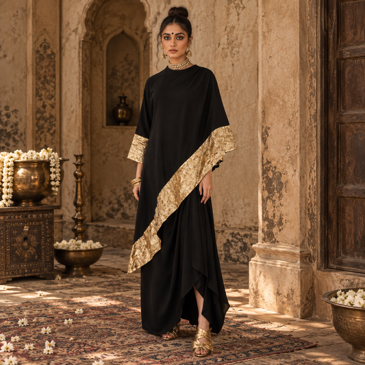 Koyal Asymmetrical Draped Ethnic Suit Set