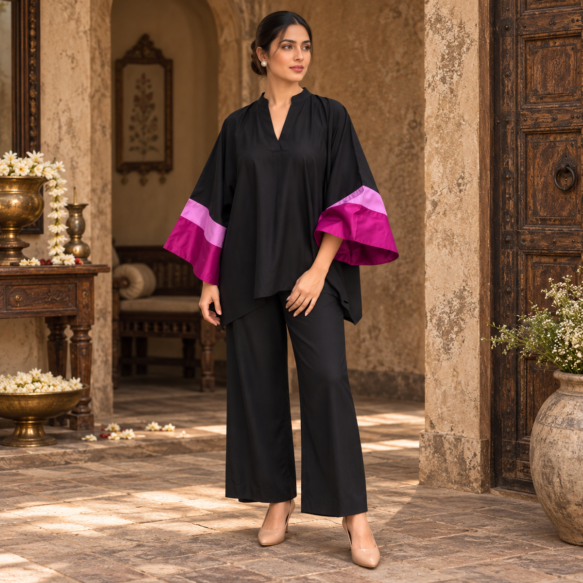 Naari Black Fuchsia Contemporary Co-Ord Set