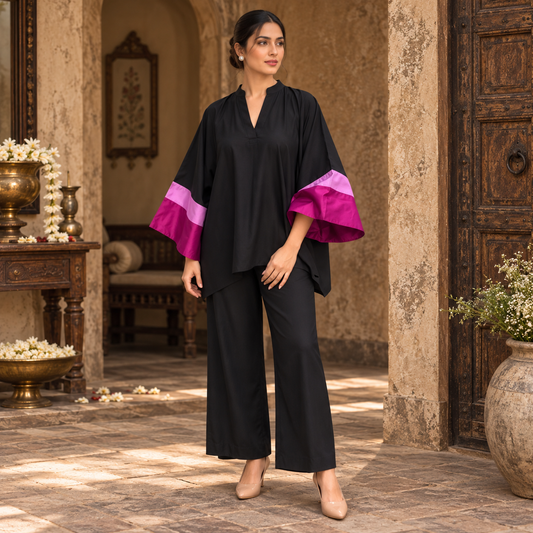 Naari Black Fuchsia Contemporary Co-Ord Set