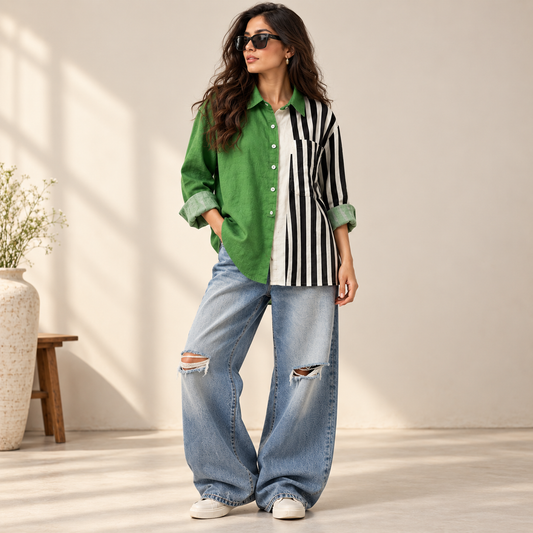 ORA Monochrome Striped Shirt