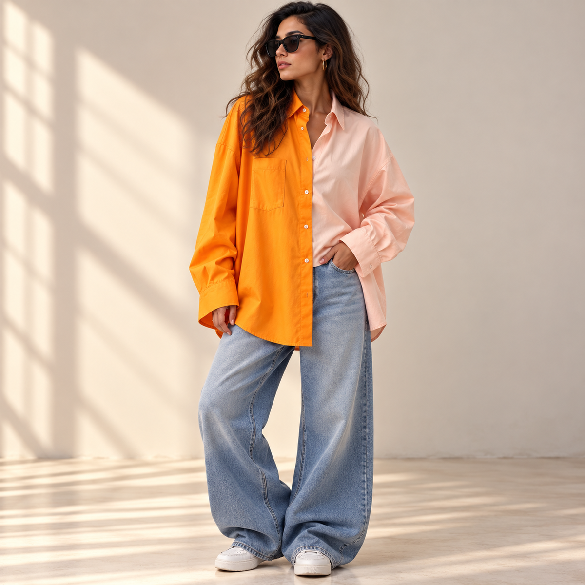 Sunset Split-Tone Oversized Shirt
